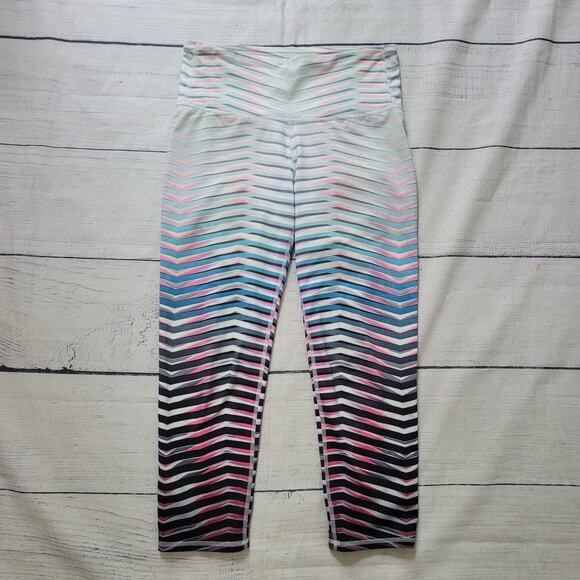 Athleta S Prism High-Rise Chaturanga Capri Leggings Multi-Color Stripe Athletic - Picture 2 of 9